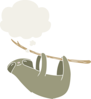 cartone animato bradipo con pensato bolla nel retrò stile png