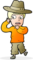 cartoon scared boy in hat png