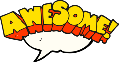 hand drawn speech bubble cartoon word awesome png