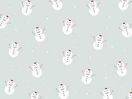Snow mans and snow flakes pattern for Winter season concept. Hand drawn isolated illustrations. vector