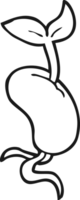 hand drawn black and white cartoon sprouting seed png