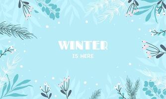 White tree forest background and snowing for winter season concept. Hand drawn isolated illustrations. vector