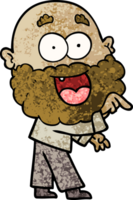 cartoon crazy happy man with beard png