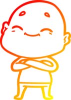 warm gradient line drawing of a happy cartoon bald man png