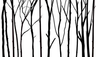 Black Branch Tree or Naked trees silhouettes. Hand drawn isolated illustrations. vector