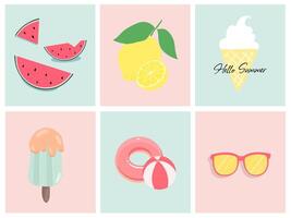 Illustration Elements of Hand Drawn Lettering of Hello Summer with Sun. doodle handwritten brush design. vector