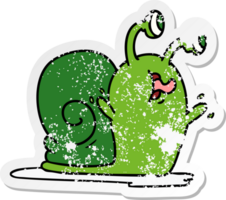 hand drawn distressed sticker cartoon of a slimy snail png