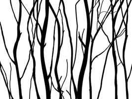 Black Branch Tree or Naked trees silhouettes. Hand drawn isolated illustrations. vector