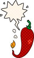 cartoon chili pepper with speech bubble in comic book style png