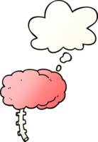 cartoon brain with thought bubble in smooth gradient style png