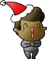 excited man hand drawn gradient cartoon of a wearing santa hat png