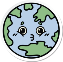 sticker of a cute cartoon planet earth png