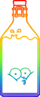 rainbow gradient line drawing of a cartoon old bottle png