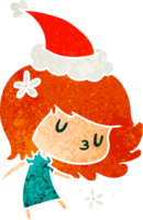 Hand gezeichnet Weihnachten retro Karikatur von kawaii Mädchen png