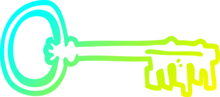 cold gradient line drawing of a cartoon old key png