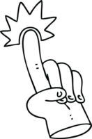 pointing finger line drawing quirky cartoon of a png