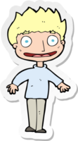 sticker of a cartoon excited boy png