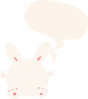 cute cartoon rabbit with speech bubble in retro style png