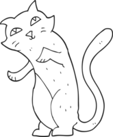 hand drawn black and white cartoon cat png