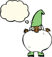cartoon tiny santa with thought bubble png