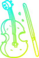 cold gradient line drawing of a cartoon violin and bow png