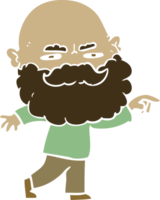 homme de dessin animé de style couleur plat avec barbe fronçant les sourcils et pointant png