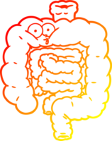 warm gradient line drawing of a cartoon surprised intestines png