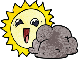 cartoon doodle zon en wolk png