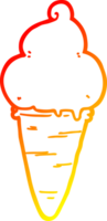 warm gradient line drawing of a cartoon ice cream png