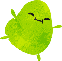 hand drawn retro cartoon of a cute jumping bean png