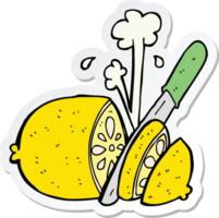 sticker of a cartoon sliced lemon png