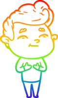 arco Iris gradiente linha desenhando do uma feliz desenho animado homem png