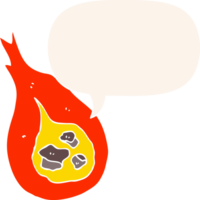 dibujos animados bola de fuego con habla burbuja en retro estilo png