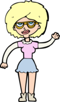 dessin animé agitant femme portant des lunettes png