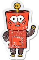 pegatina angustiada de un robot de dibujos animados feliz saludando png