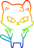 Regenbogen Gradient Linie Zeichnung von ein süß Karikatur Katze png