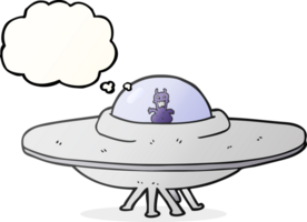 hand drawn thought bubble cartoon UFO png