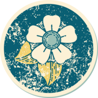 iconic distressed sticker tattoo style image of a flower png