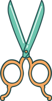 iconic tattoo style image of barber scissors png