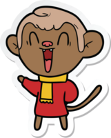 sticker of a cartoon laughing monkey png