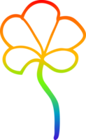 rainbow gradient line drawing of a cartoon leaf png