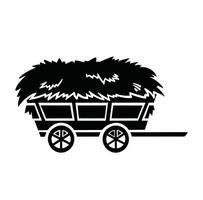 Wooden cart with hay silhouette symbol. illustration vector