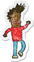 retro distressed sticker of a cartoon loudmouth man png