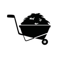 Cart with hay silhouette. linear illustration black vector