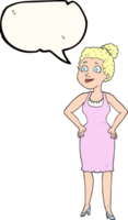 hand drawn speech bubble cartoon woman wearing dress png