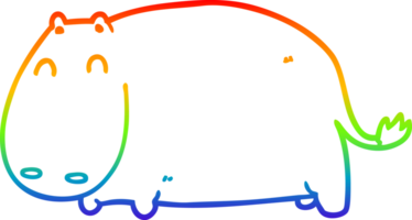 rainbow gradient line drawing of a cartoon hippo png