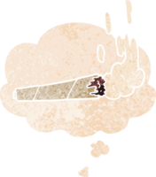 desenho animado maconha articulação com pensamento bolha dentro grunge angustiado retro texturizado estilo png