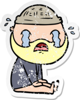 verontruste sticker van een cartoon bebaarde man die huilt png