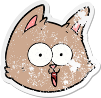 distressed sticker of a cartoon cat face png