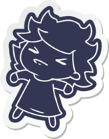 cartoon sticker of a cute kawaii girl png
